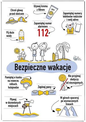 Plakat z poradami - bezpieczne wakacje
