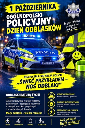 plakat - 1 października - Policyjny Dzień Odblasków